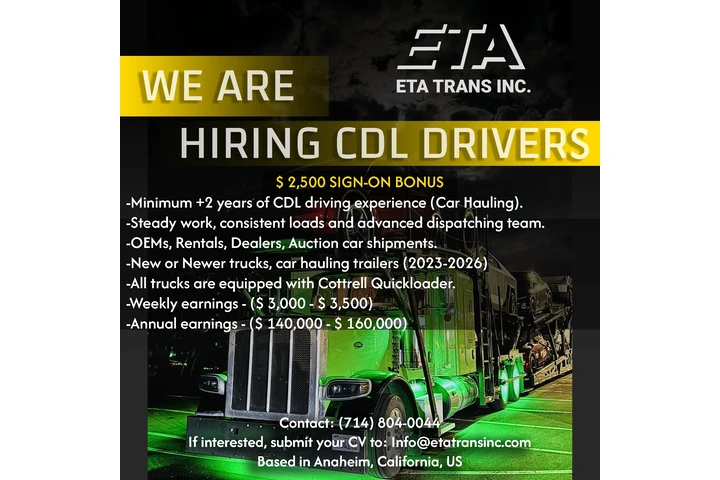 Hiring CDL driver (Car hauler) image 1