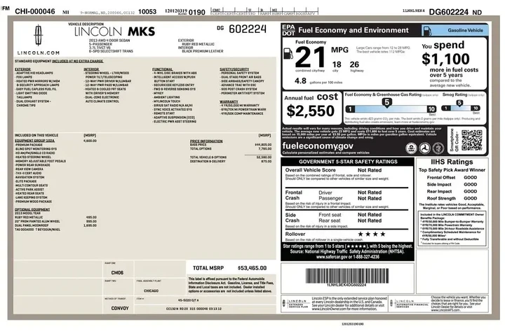 $12278 : Lincoln MKS 2013 AWD 4dr Sed image 2