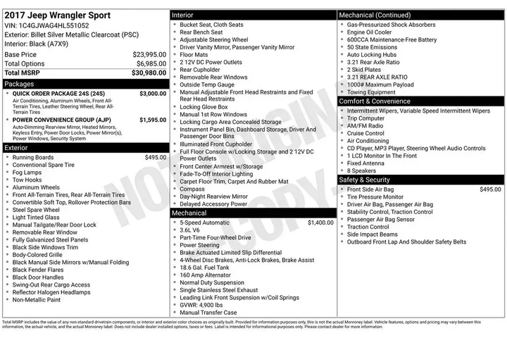 $22000 : Jeep Wrangler 2017 4x4 Sport image 3