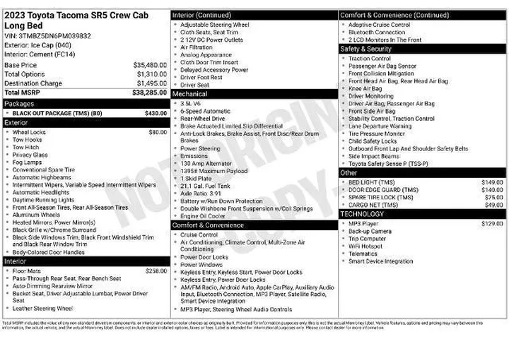 $34426 : Toyota Tacoma 2023 4x2 TRD S image 2