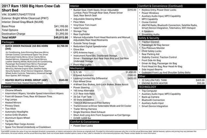 $24241 : Ram 1500 2017 4x4 SLT 4dr Cr image 7