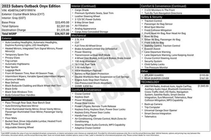 $25500 : Subaru Outback 2023 AWD Onyx image 2