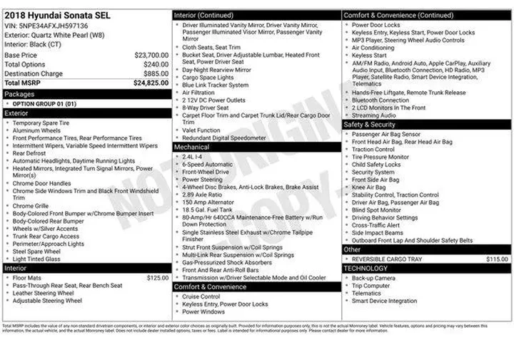 $13460 : Hyundai SONATA 2018 SEL 4dr image 2