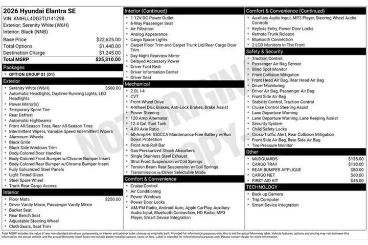 $22488 : Hyundai ELANTRA 2026 SE 4dr image 7