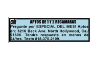 RENTO APTOS: DE 1-2 RECÁMARAS