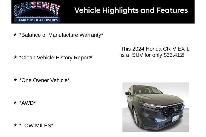 $33412 : Honda CR-V 2024 AWD EX-L 4dr image 2