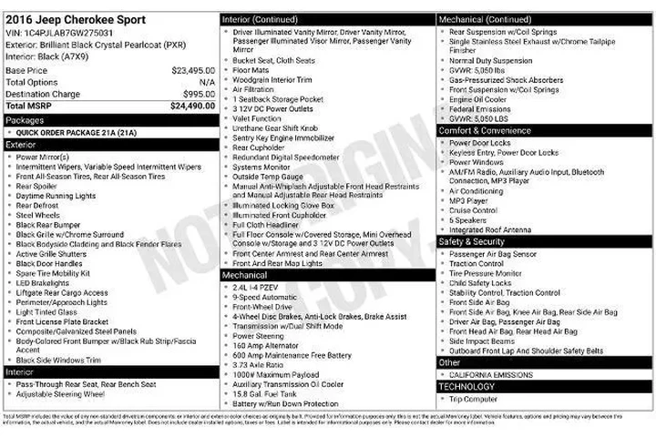 $10498 : Jeep Cherokee 2016 Sport Alt image 2