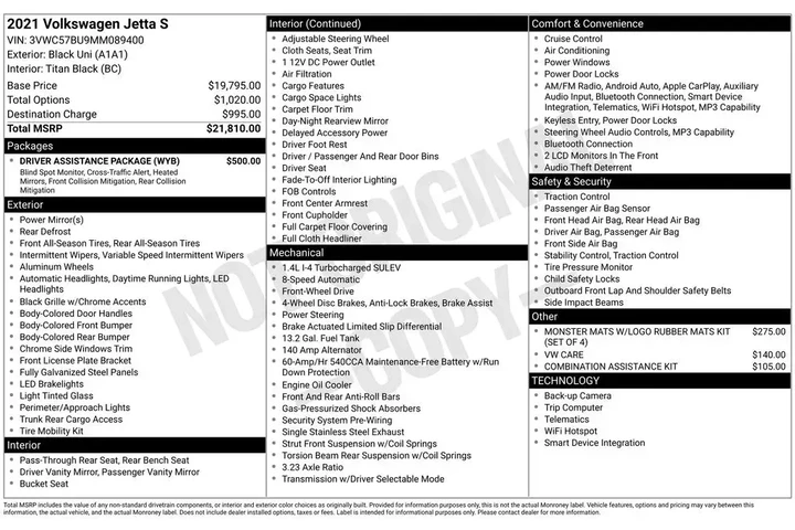 $13900 : Volkswagen Jetta 2021 S 4dr image 4