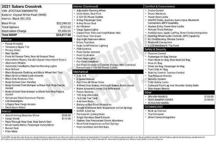 $21700 : Subaru Crosstrek 2021 AWD Ba image 2