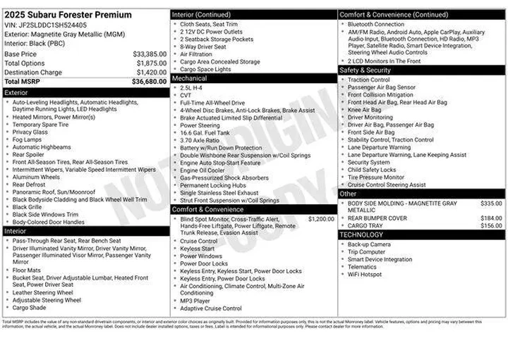 $29658 : Subaru Forester 2025 AWD Pre image 2