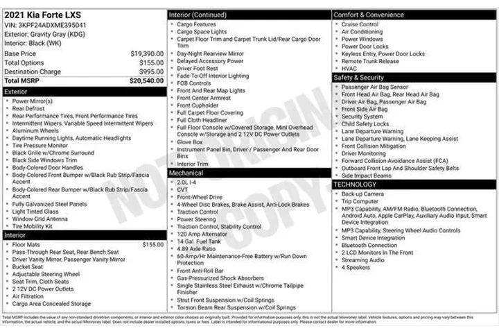 $13447 : Kia Forte 2021 LXS 4dr Sedan image 3