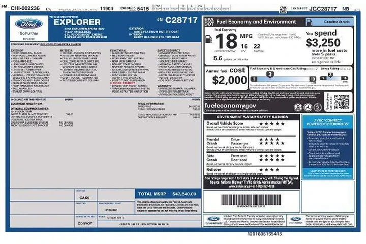 $21444 : Ford Explorer 2018 AWD Sport image 2