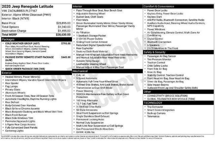 $16500 : Jeep Renegade 2020 4x4 Latit image 2