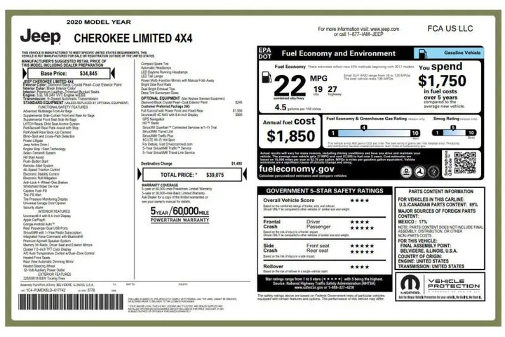 $18995 : 2020 Cherokee Limited image 5