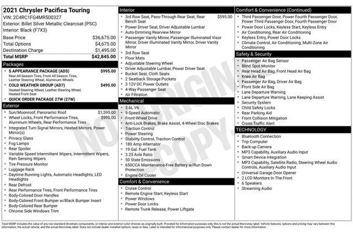 $20534 : Chrysler Pacifica 2021 Touri image 10