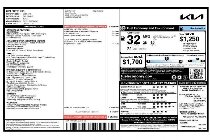 $18000 : Kia Forte 2024 LX 4dr Sedan image 5