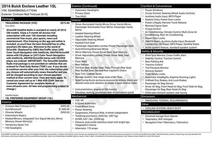 $10944 : Buick Enclave 2016 Leather 4 image 7
