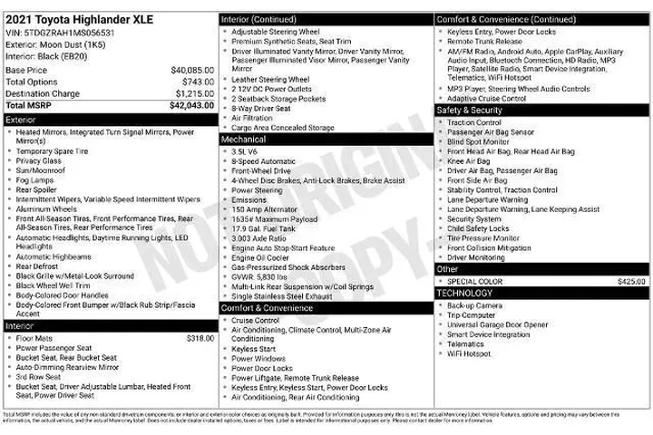 $31100 : Toyota Highlander 2021 XLE 4 image 2