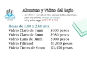 Vidrio 1.80*2.60mts en Queretaro