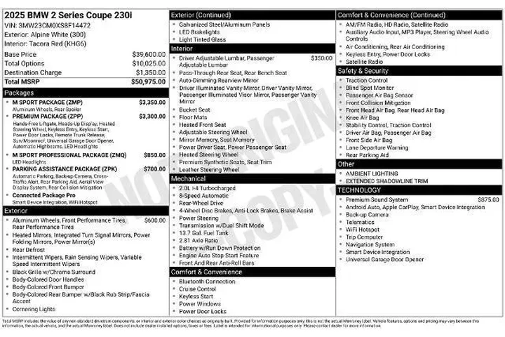 $38547 : BMW 2 Series 2025 230i 2dr C image 3