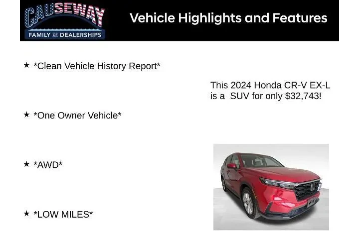 $32743 : Honda CR-V 2024 AWD EX-L 4dr image 2
