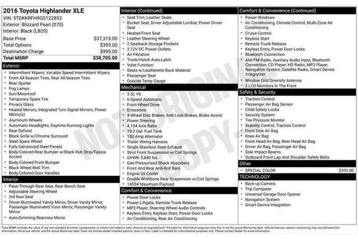 $14564 : Toyota Highlander 2016 XLE 4 image 3