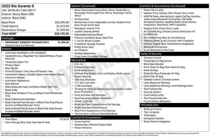 $28991 : Kia Sorento 2022 S 4dr SUV image 6