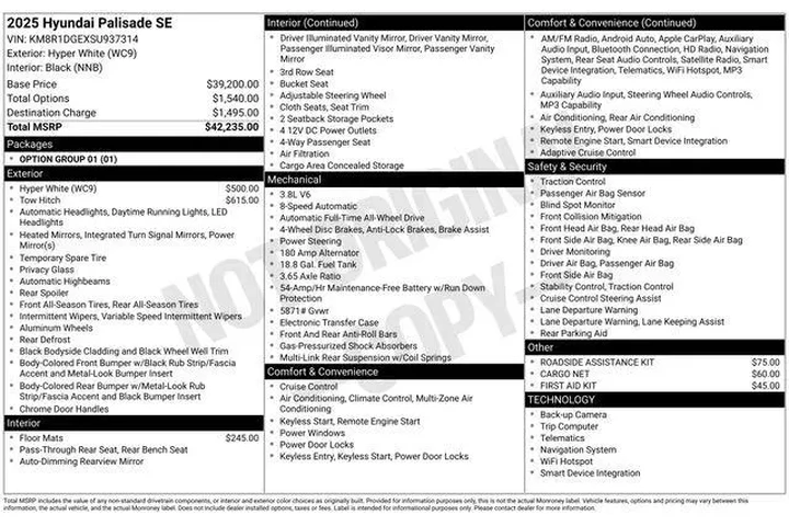 $35990 : Hyundai PALISADE 2025 AWD SE image 3
