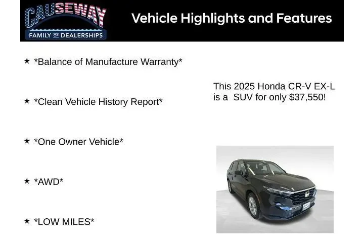 $35404 : Honda CR-V 2025 AWD EX-L 4dr image 2
