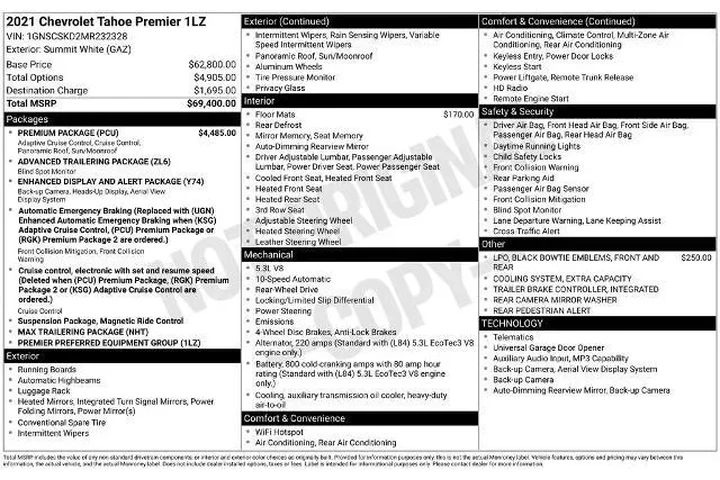 $39085 : Chevrolet Tahoe 2021 4x2 Pre image 3