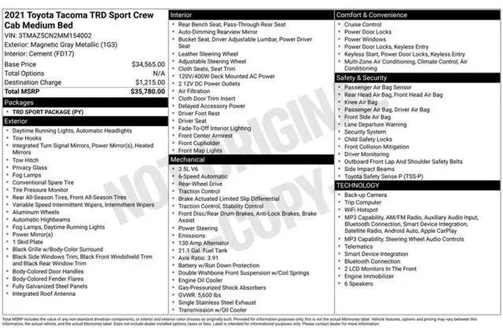 $29396 : Toyota Tacoma 2021 4x2 TRD O image 9
