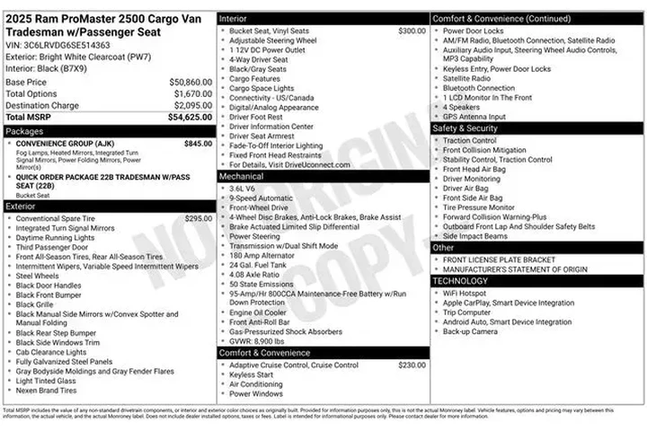 $37139 : Ram ProMaster 2025 Tradesman image 2