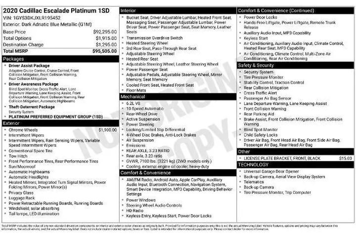 $34612 : Cadillac Escalade 2020 Plati image 3