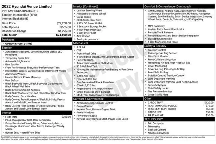 $16695 : Hyundai VENUE 2022 Limited 4 image 5