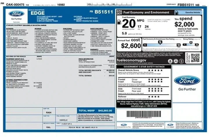 $10970 : Ford Edge 2015 AWD Sport 4dr image 2