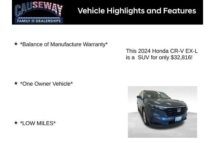 $32816 : Honda CR-V 2024 AWD EX-L 4dr image 2