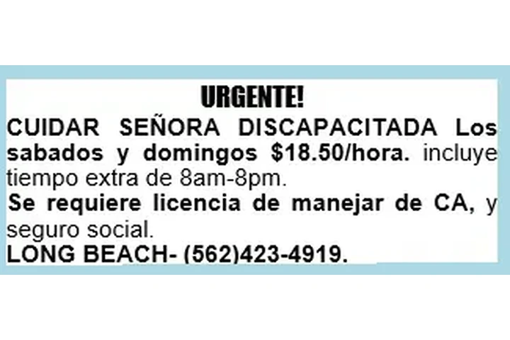 URGENTE! CUIDAR DISCAPACITADA image 1