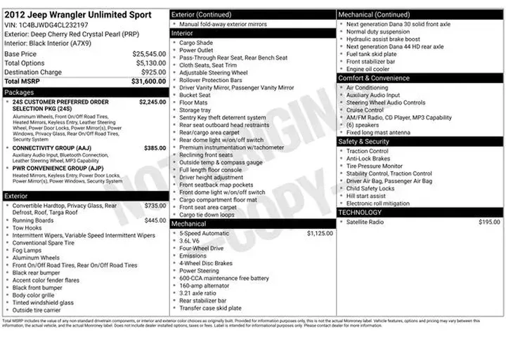 $9990 : Jeep Wrangler Unlimited 2012 image 2