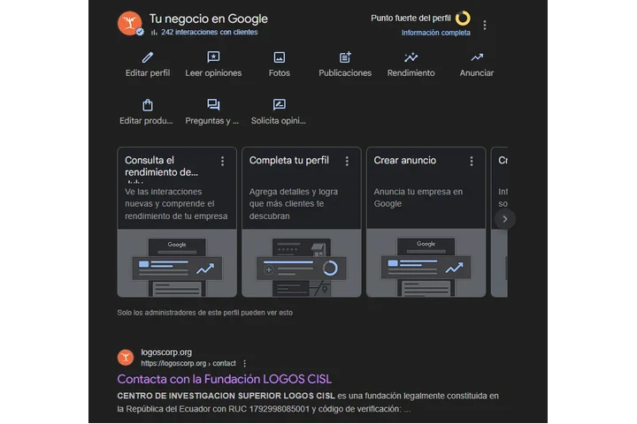 Perfil de Negocio en Google image 2