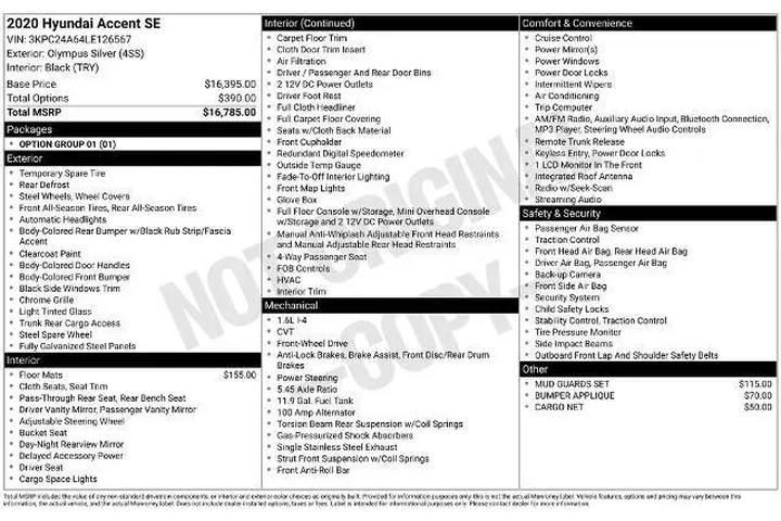 $13000 : Hyundai ACCENT 2020 SE 4dr S image 3