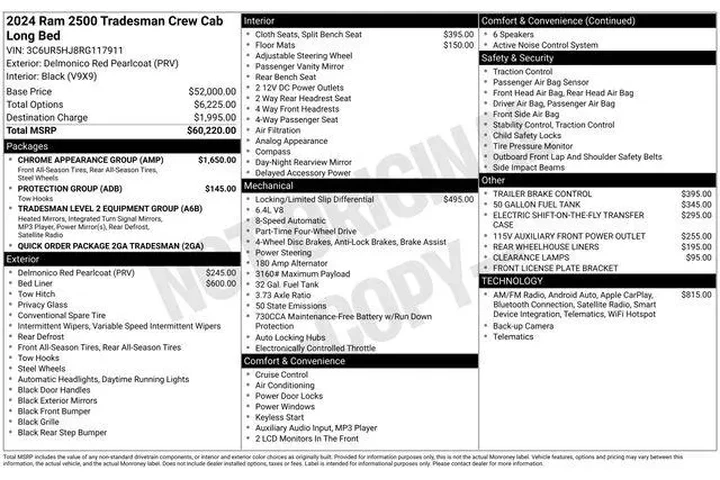$38995 : Ram 2500 2024 4x4 Tradesman image 7