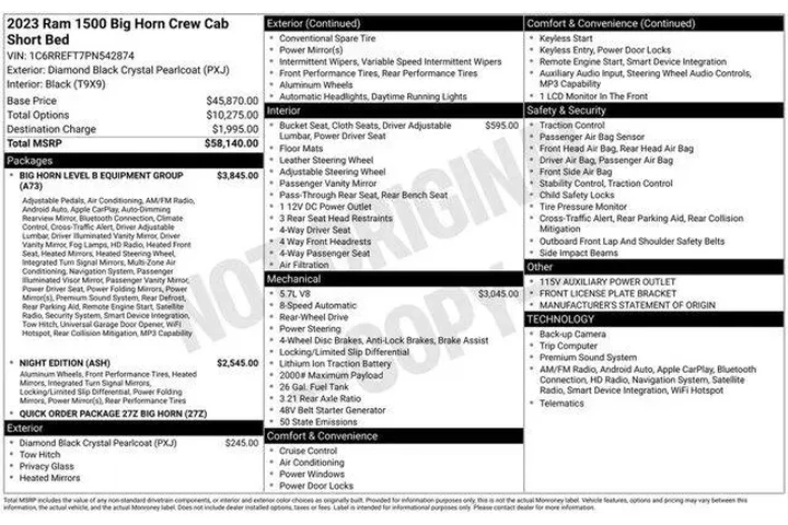 $30996 : Ram 1500 2023 4x2 Big Horn 4 image 9