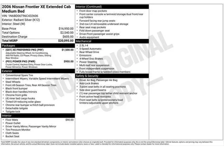 $7549 : Nissan Frontier 2006 XE 4dr image 4