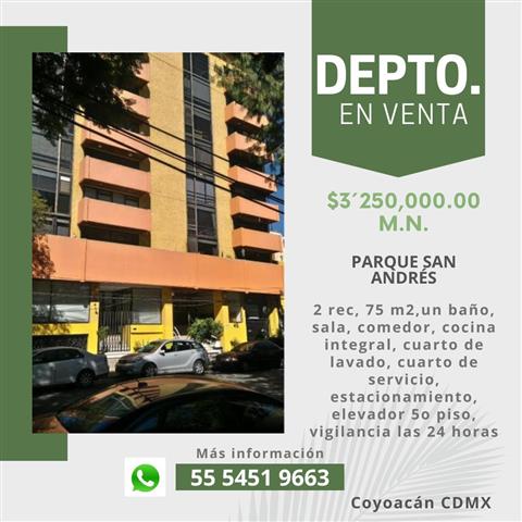 $3250000 : Se vende depto Coyoacán CDMX image 1