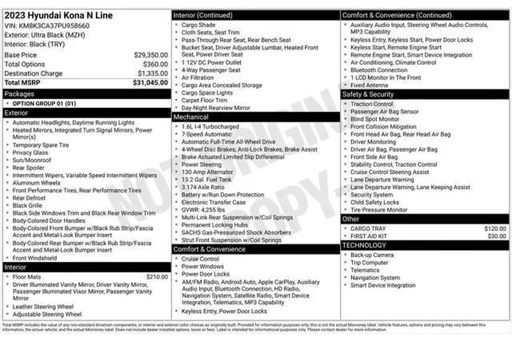 $21995 : Hyundai KONA 2023 AWD N Line image 3