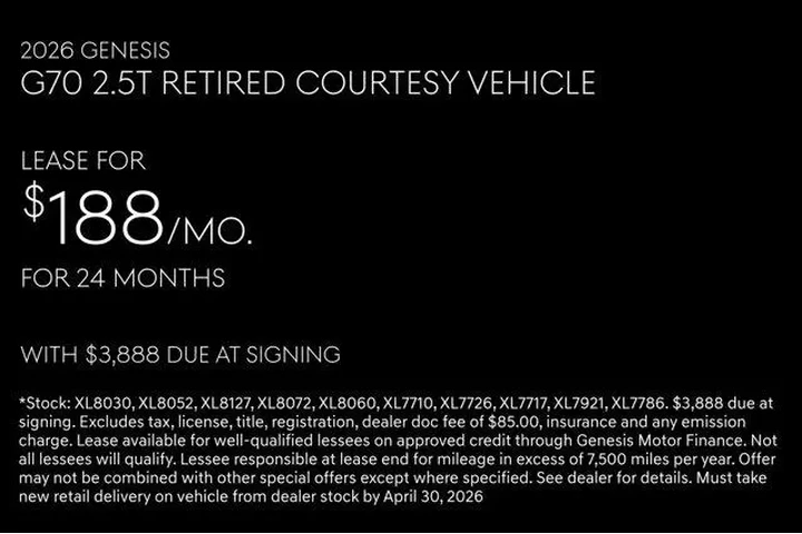 $39871 : Genesis G70 2026 2.5T Standa image 2
