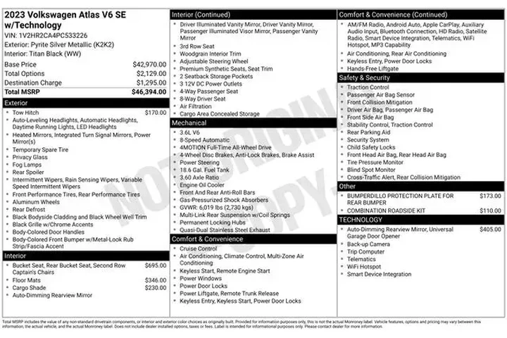 $32990 : Volkswagen Atlas 2023 AWD V6 image 3