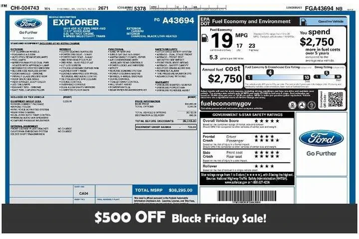 $14294 : Ford Explorer 2015 AWD XLT 4 image 1