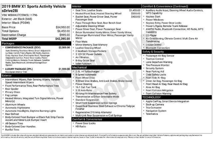 $19111 : BMW X1 2019 sDrive28i 4dr Sp image 3