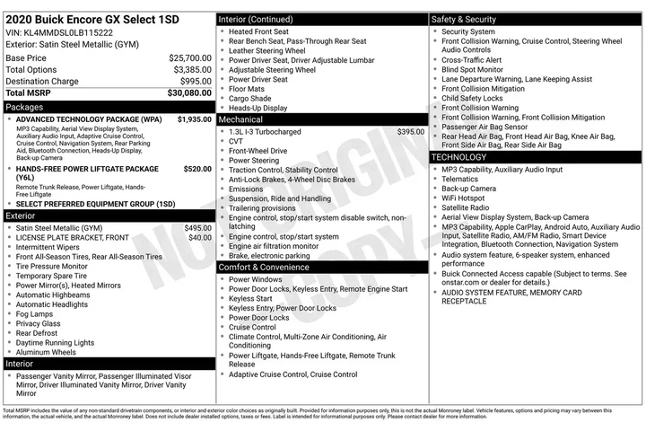 $22991 : Buick Encore GX 2020 Select image 5